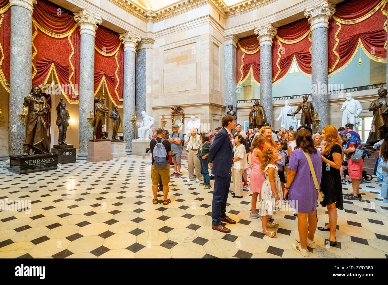United States, Washington DC, The Capitol, Hall of Columns, home to the National Statuary Hall Collection Stock Photo