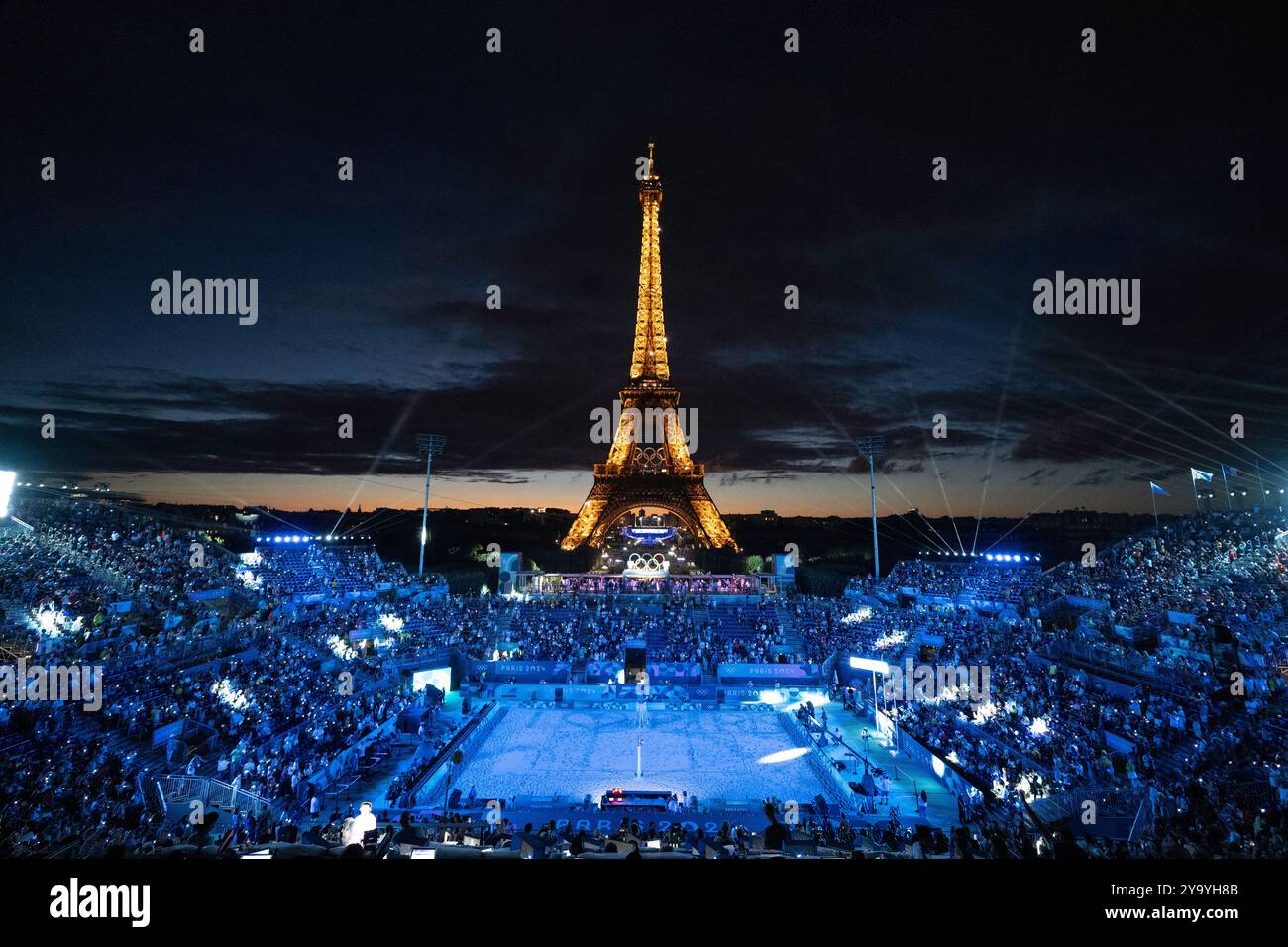 Beach Volley venue at the Eiffel Tower for the 29024 Olympic Summer Games, Paris, France Stock Photo