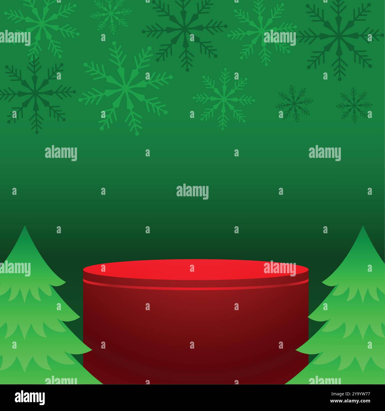 3d podium with pine tree design for merry christmas Stock Vector