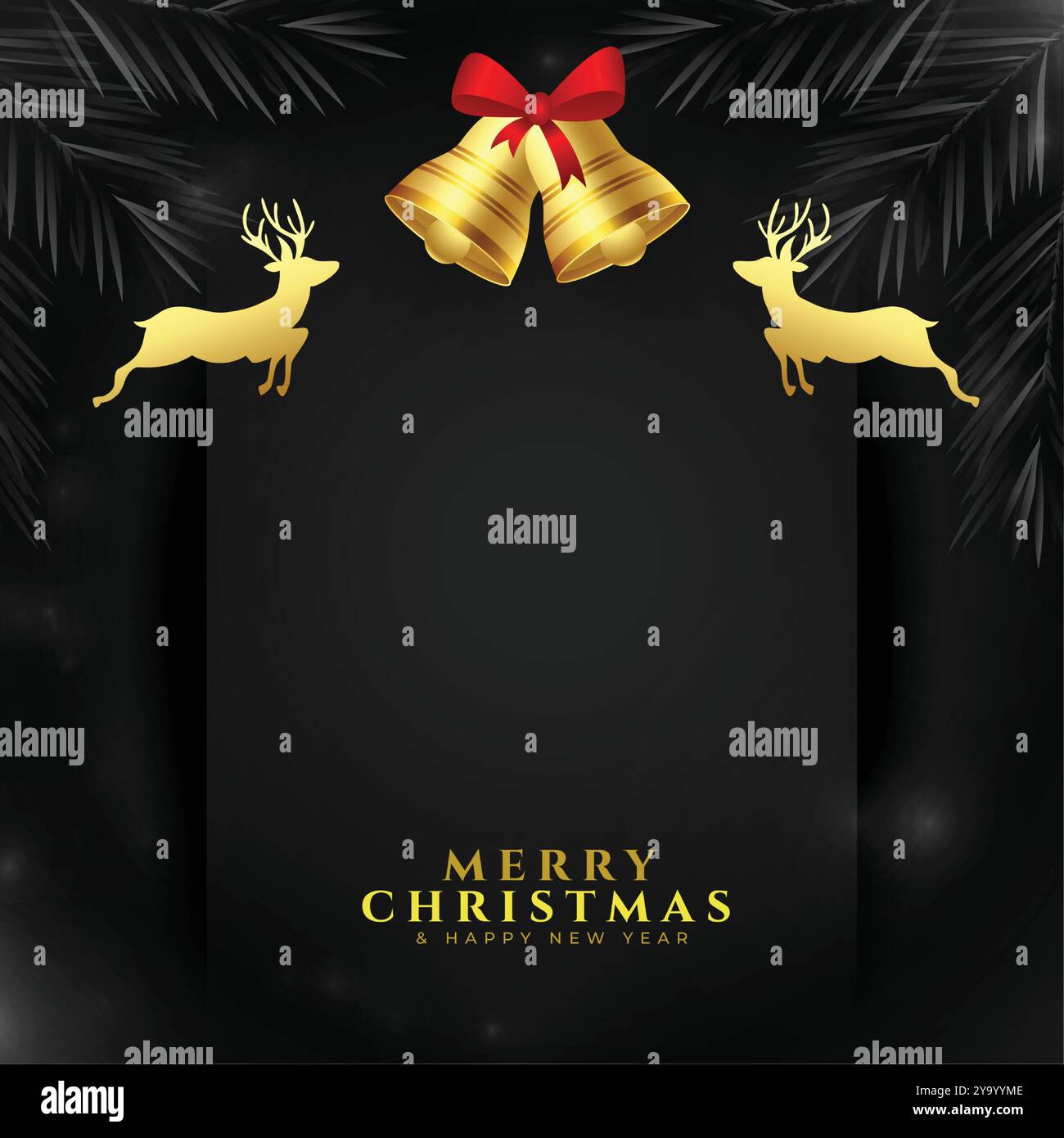 premium merry christmas black background with golden elements design ...
