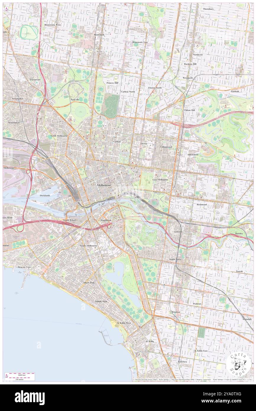 Batman Avenue Bridge, Melbourne, AU, Australia, Victoria, S 37 48' 59'', N 144 58' 22'', map, Cartascapes Map published in 2024. Explore Cartascapes, a map revealing Earth's diverse landscapes, cultures, and ecosystems. Journey through time and space, discovering the interconnectedness of our planet's past, present, and future. Stock Photo