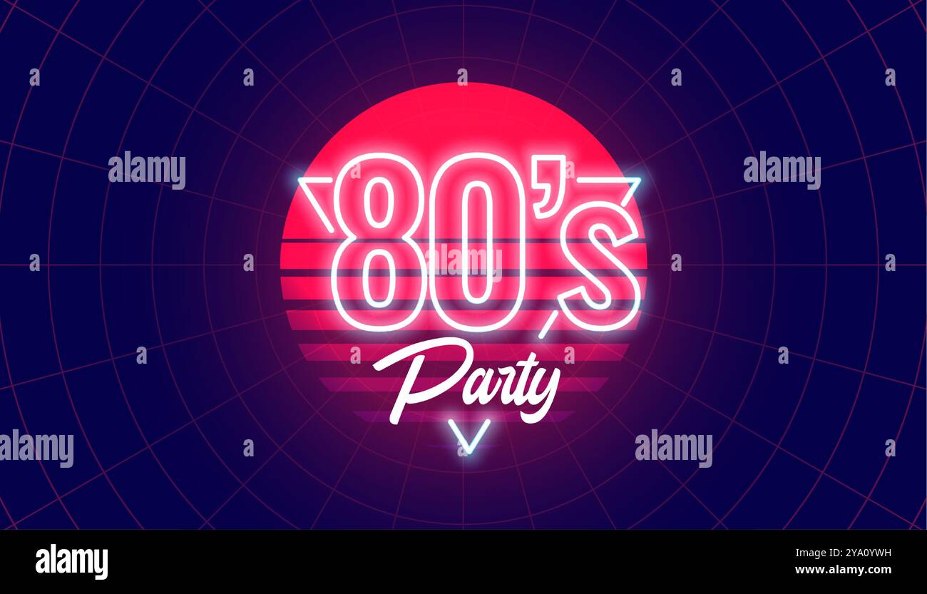 neon style 80s party sythwave background with retro effect vector Stock ...
