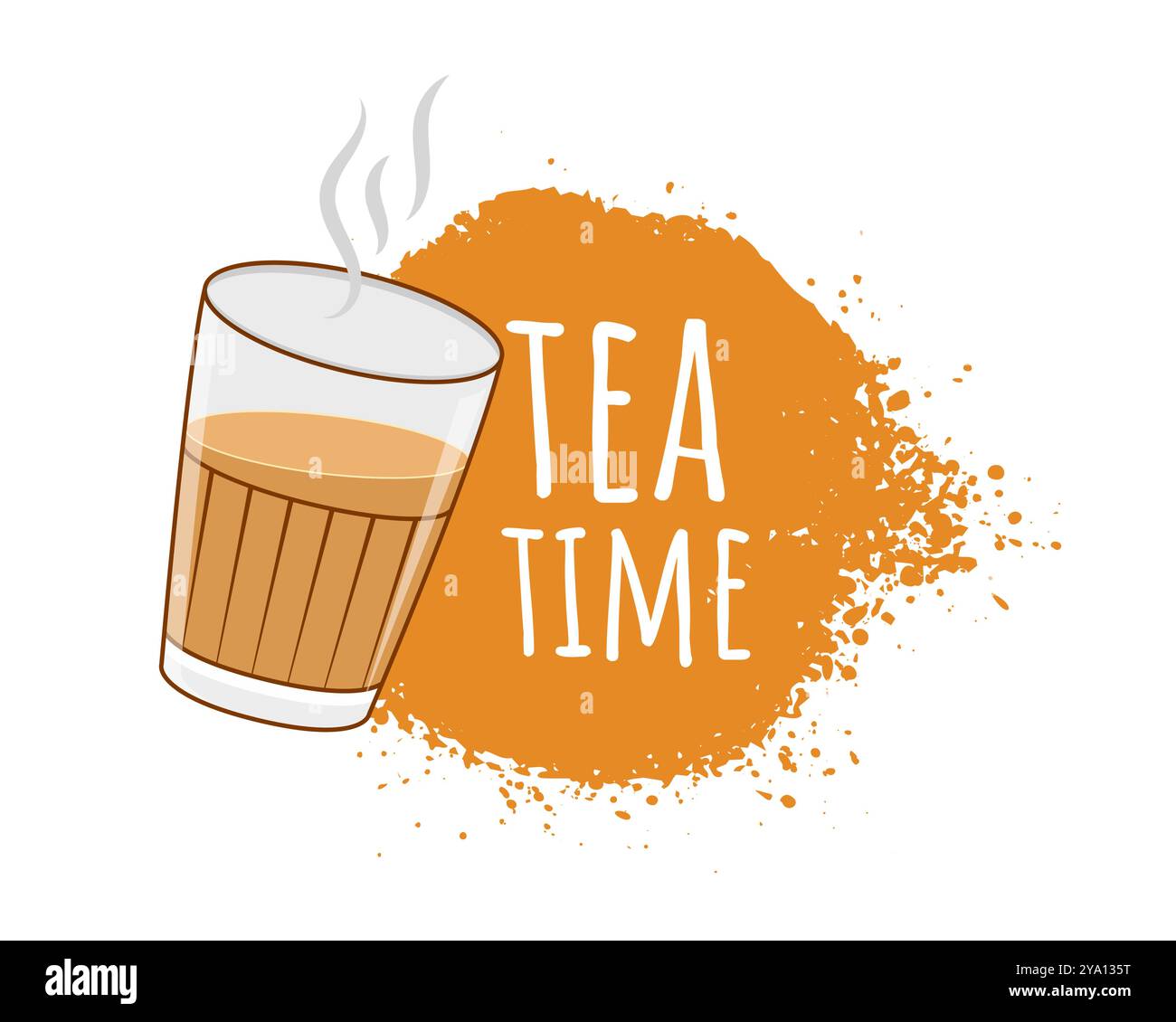 Glass of indian chai or tea time poster design vector stock vector