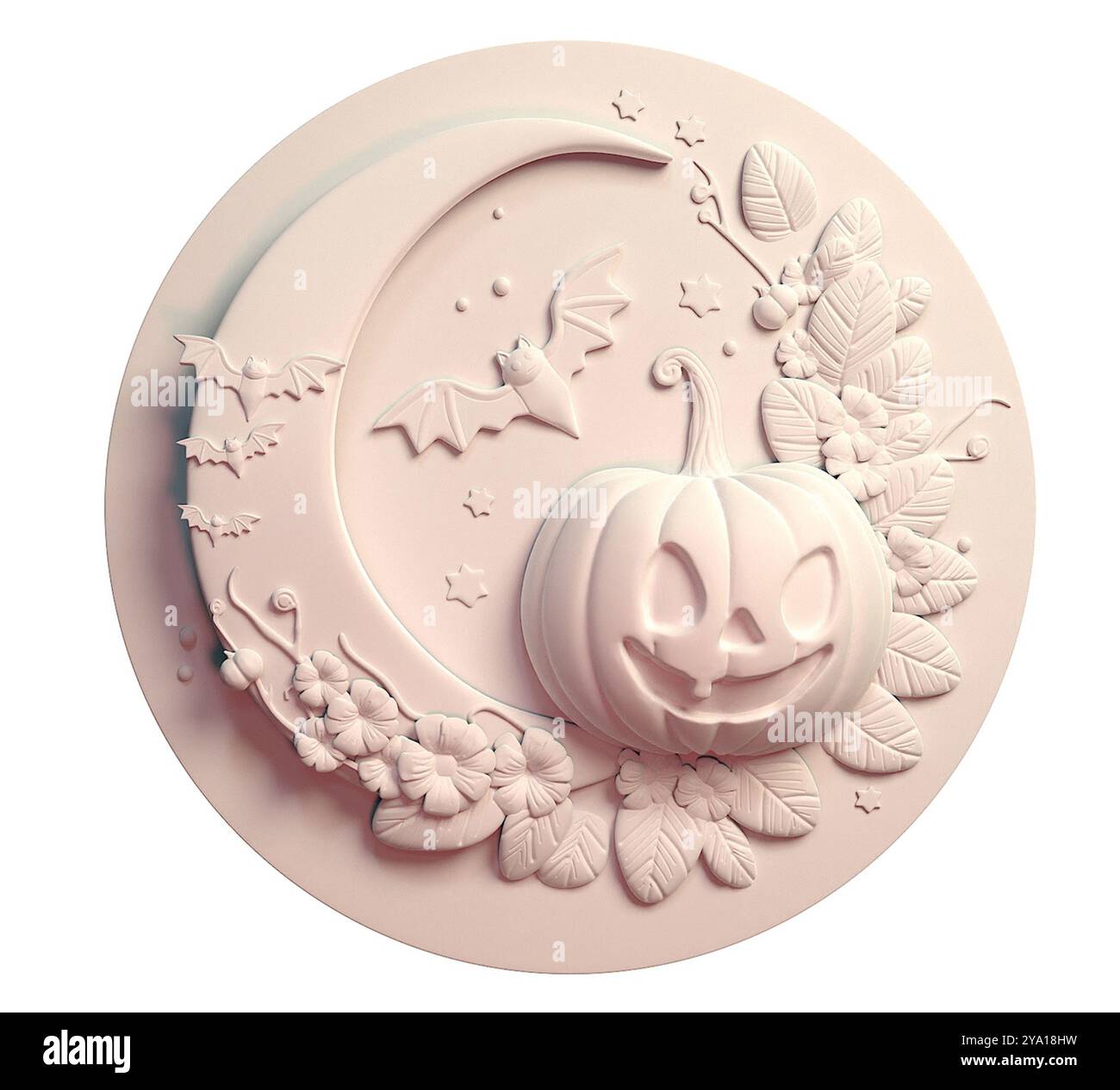 Coloring of Halloween decorations on a white background 3d-rendering. Stock Photo
