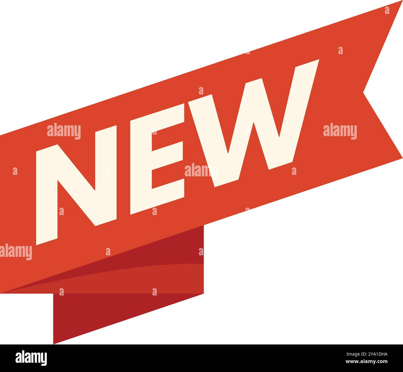 Red ribbon banner stating new with folded corners Stock Vector Image ...