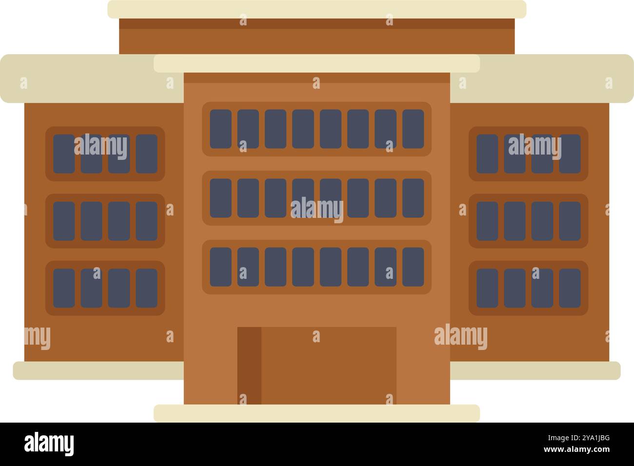 Illustration featuring a large brick building with many windows, useful ...