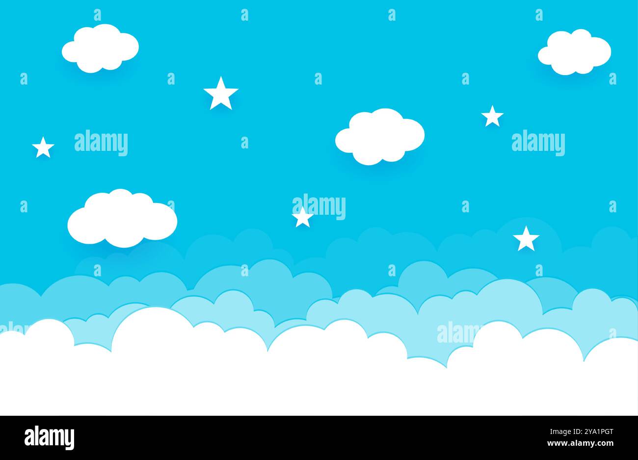 magic inspired cute clouds and star dreamy wallpaper design vector ...