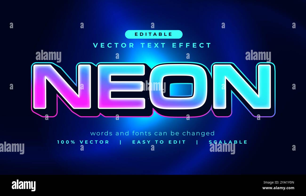 3d style neon text effect mockup vector Stock Vector Image & Art - Alamy