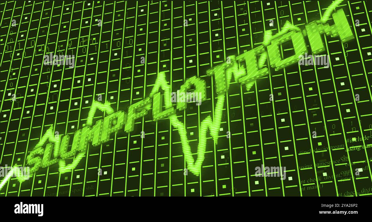 Image of slumpflation text over data processing. Global business and digital interface concept digitally generated image. Stock Photo