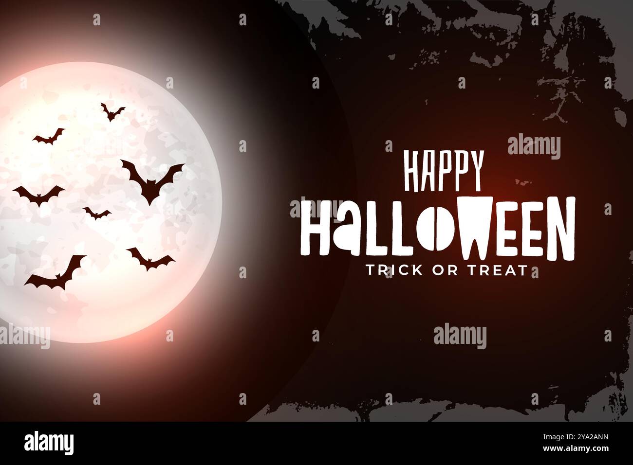 happy halloween creepy night poster with full moon and bat vector Stock ...