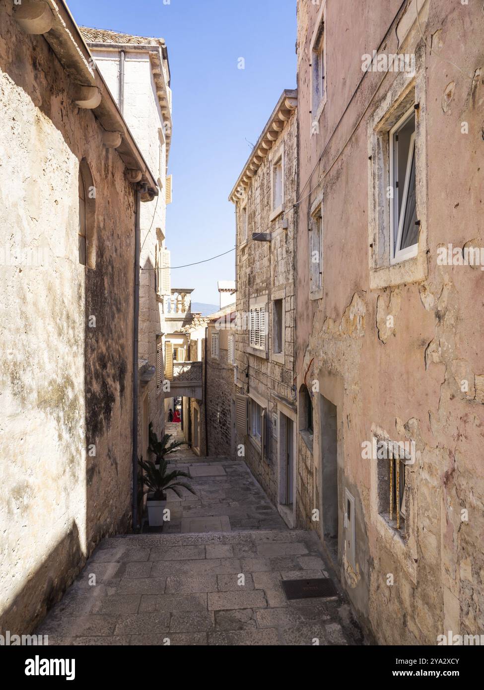 Alley in the old town, old town of Korcula, island of Korcula, Dalmatia, Croatia, Europe Stock Photo