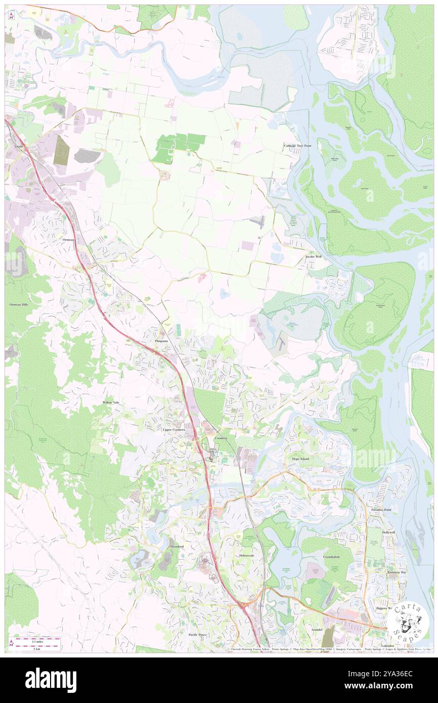 Pimpama, Gold Coast, AU, Australia, Queensland, S 27 49' 0'', N 153 18' 0'', map, Cartascapes Map published in 2024. Explore Cartascapes, a map revealing Earth's diverse landscapes, cultures, and ecosystems. Journey through time and space, discovering the interconnectedness of our planet's past, present, and future. Stock Photo