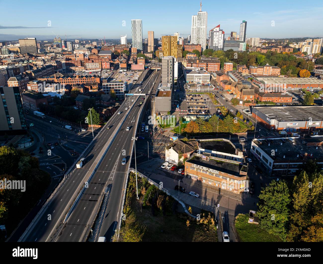 Aerial image of Leeds, United Kingdom. Stock Photo