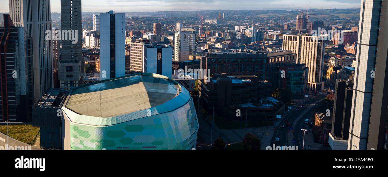 Aerial image of First Direct Arena in Leeds, United Kingdom. Stock Photo