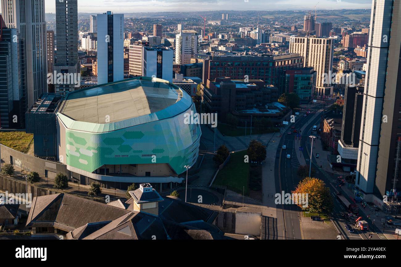 Aerial image of First Direct Arena in Leeds, United Kingdom. Stock Photo