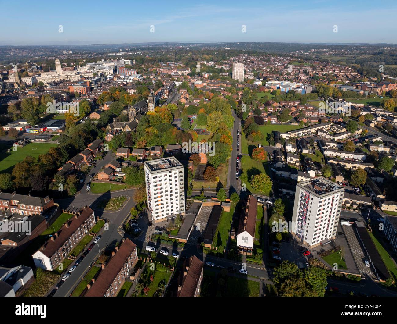 Aerial image of little London area in Leeds, United Kingdom. Stock Photo