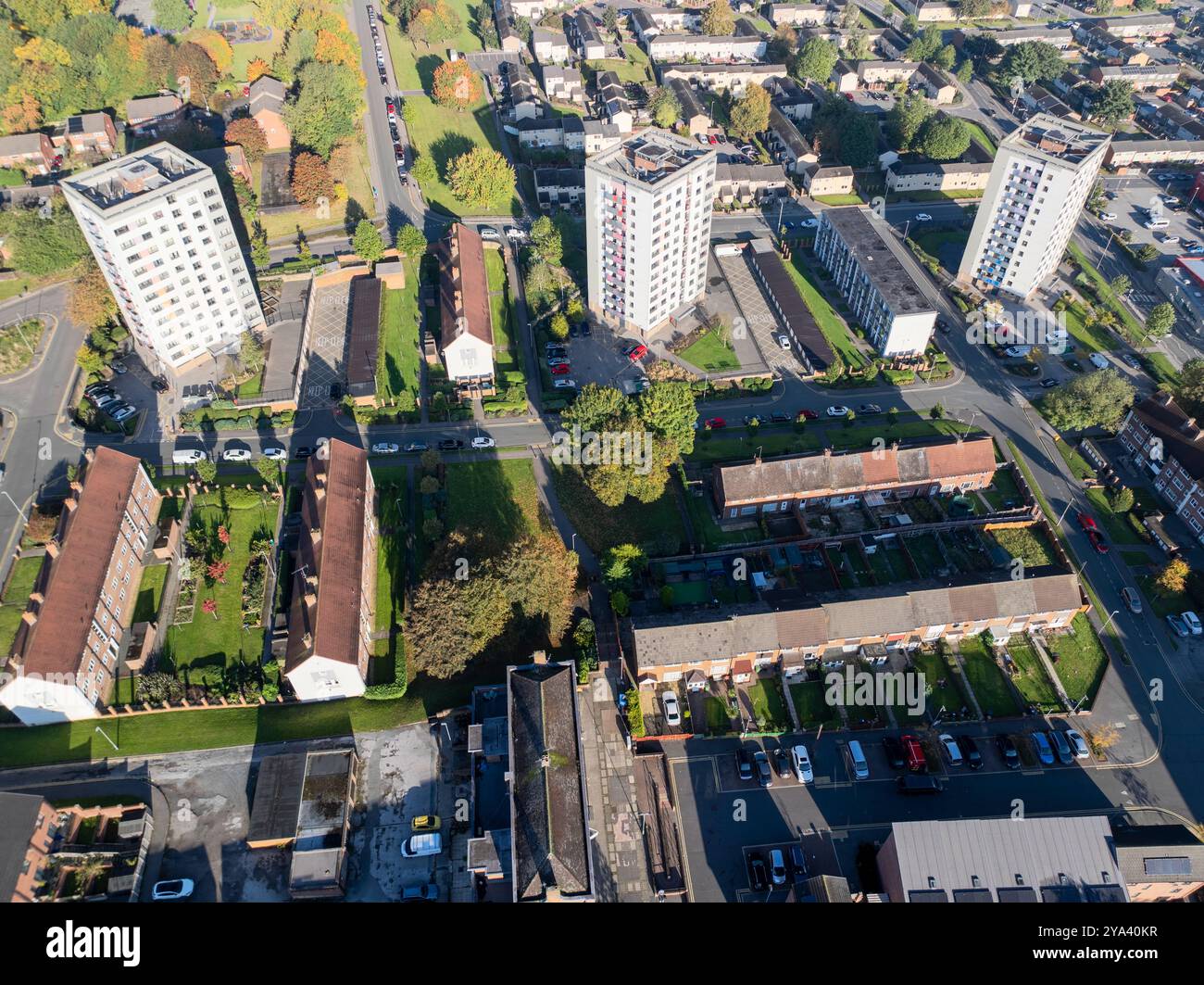 Aerial image of little London area in Leeds, United Kingdom. Stock Photo