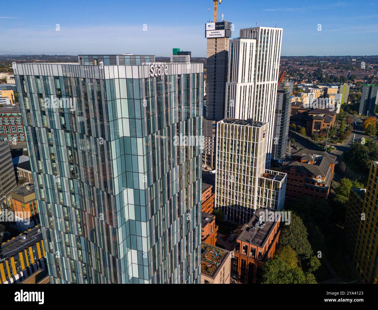 Aerial image of Scape tower Leeds, United Kingdom. Stock Photo