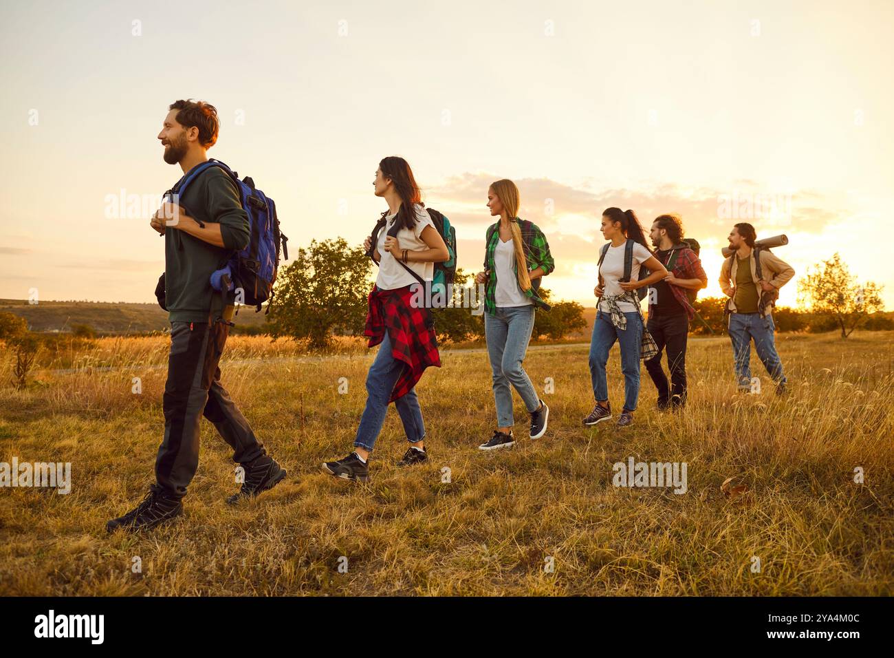 Positive group people on hiking hi-res stock photography and images - Alamy