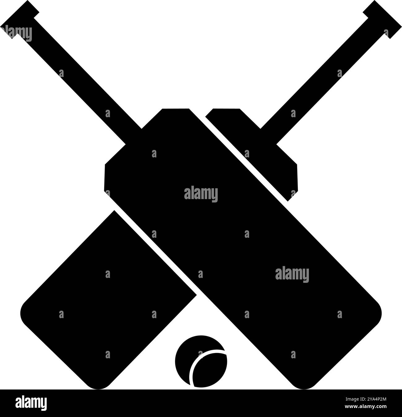 Crossed Cricket Bats and Silhouette Ball Icon. Editable Vector Stock ...