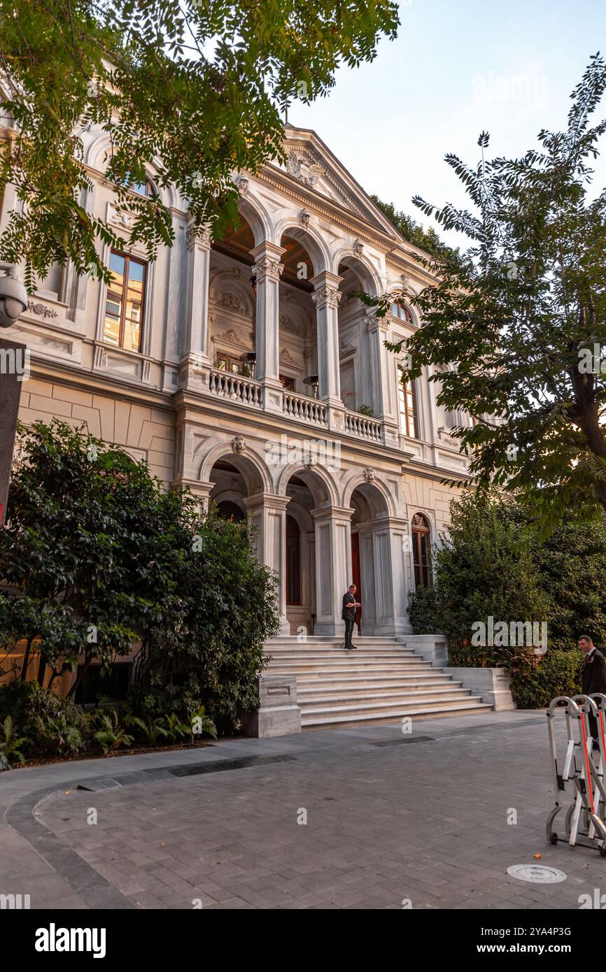 Istanbul, Turkiye - OCT 8, 2024: The entrance of the Soho House Istanbul in Beyoglu. Soho House is hosted by the former USA consulate building. Stock Photo