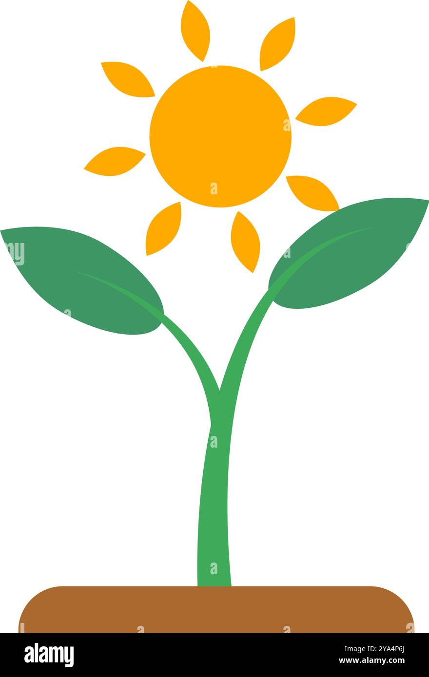 Plant sprout and sun icon. Photosynthesis icon. Editable vector Stock ...