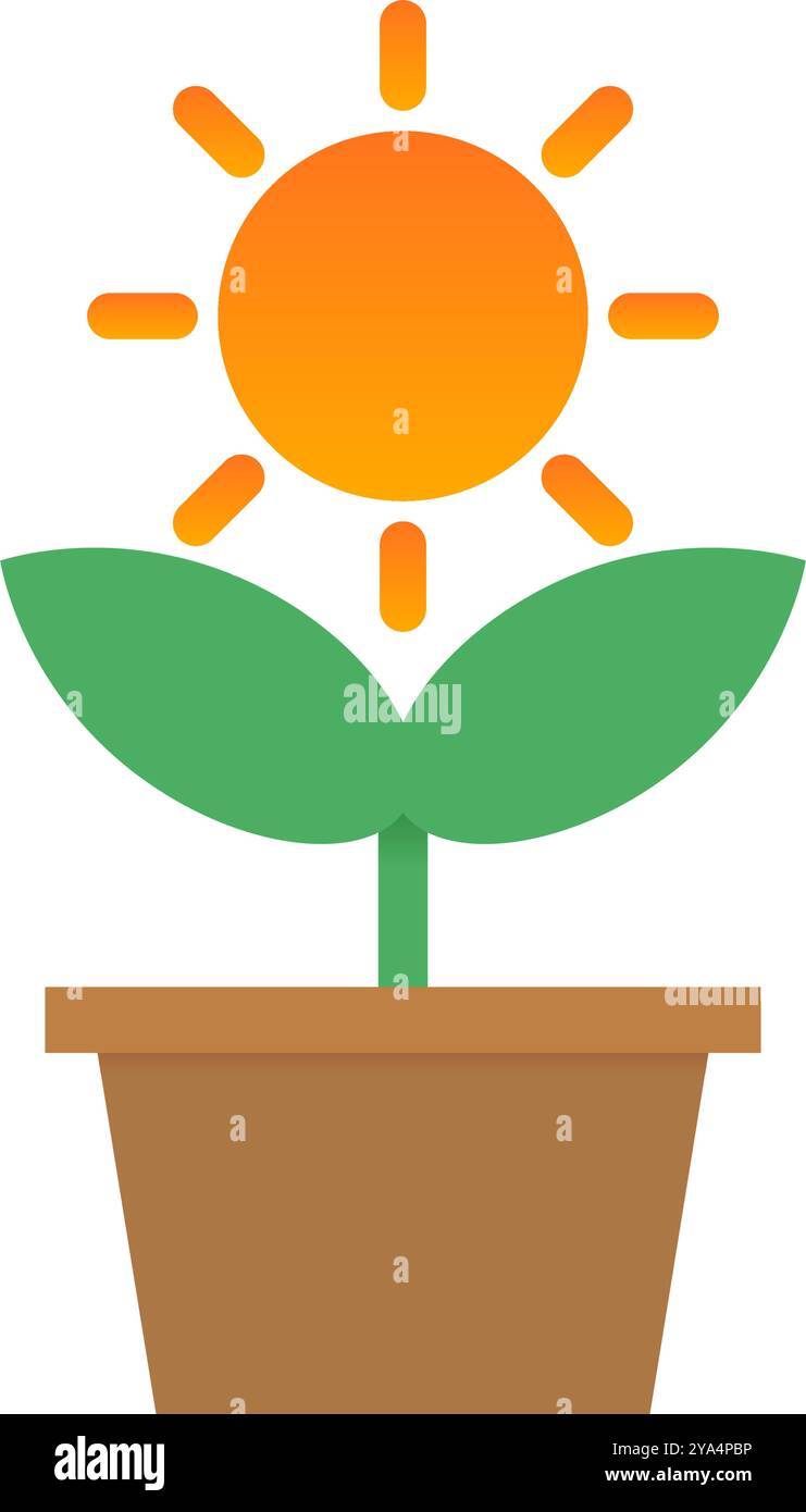 Photosynthetic icon. Sun and plant. Editable vector Stock Vector Image ...