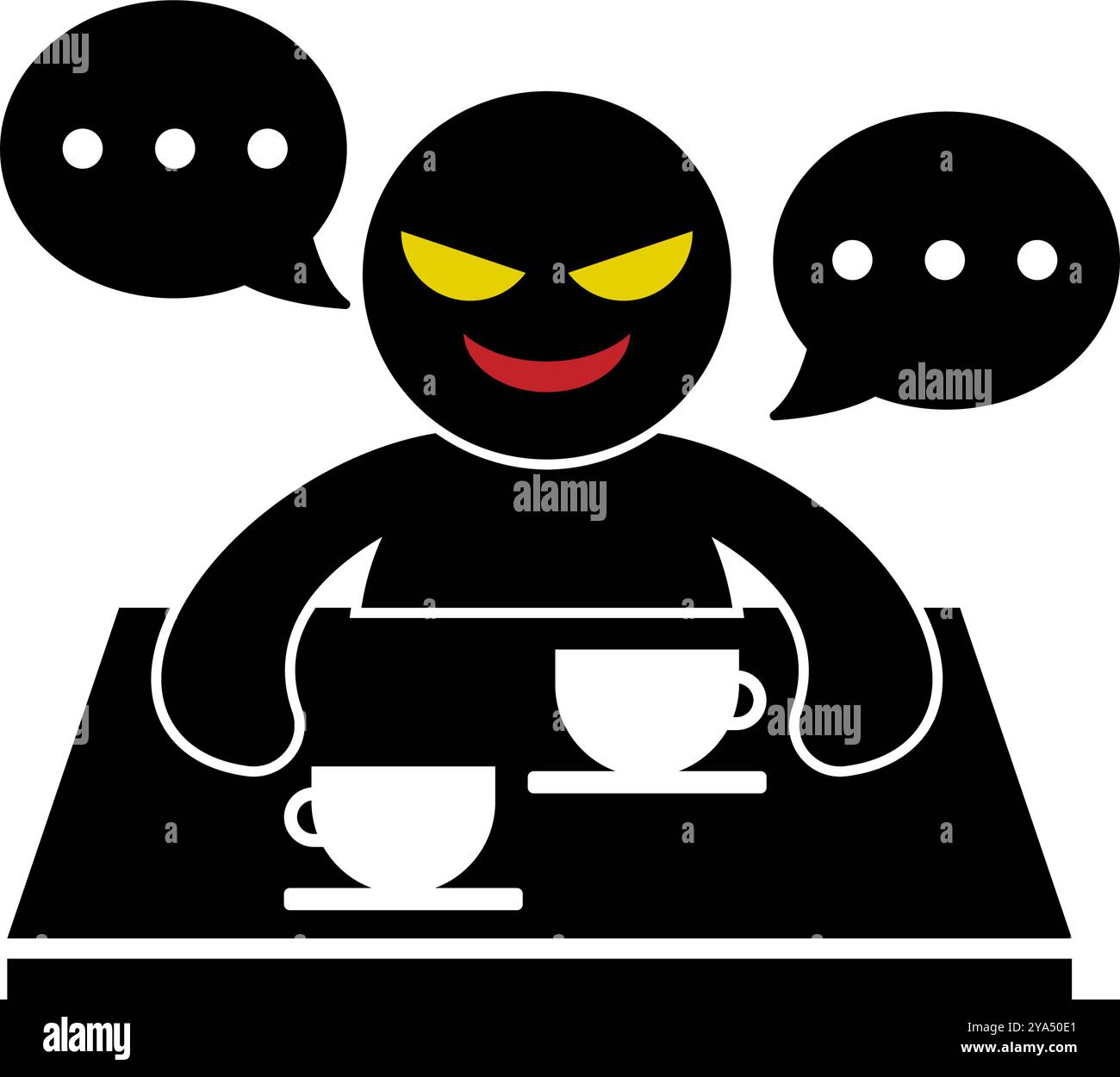 Multilevel marketing solicitation in cafe. Editable vector. Stock Vector