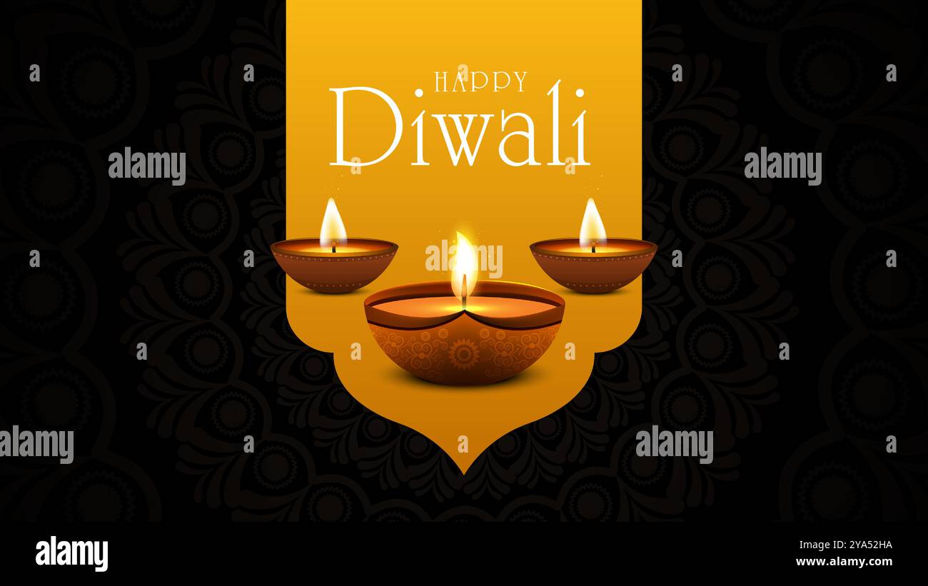 Happy Diwali Celebration Background. Diwali Festival Of Lights Banner ...