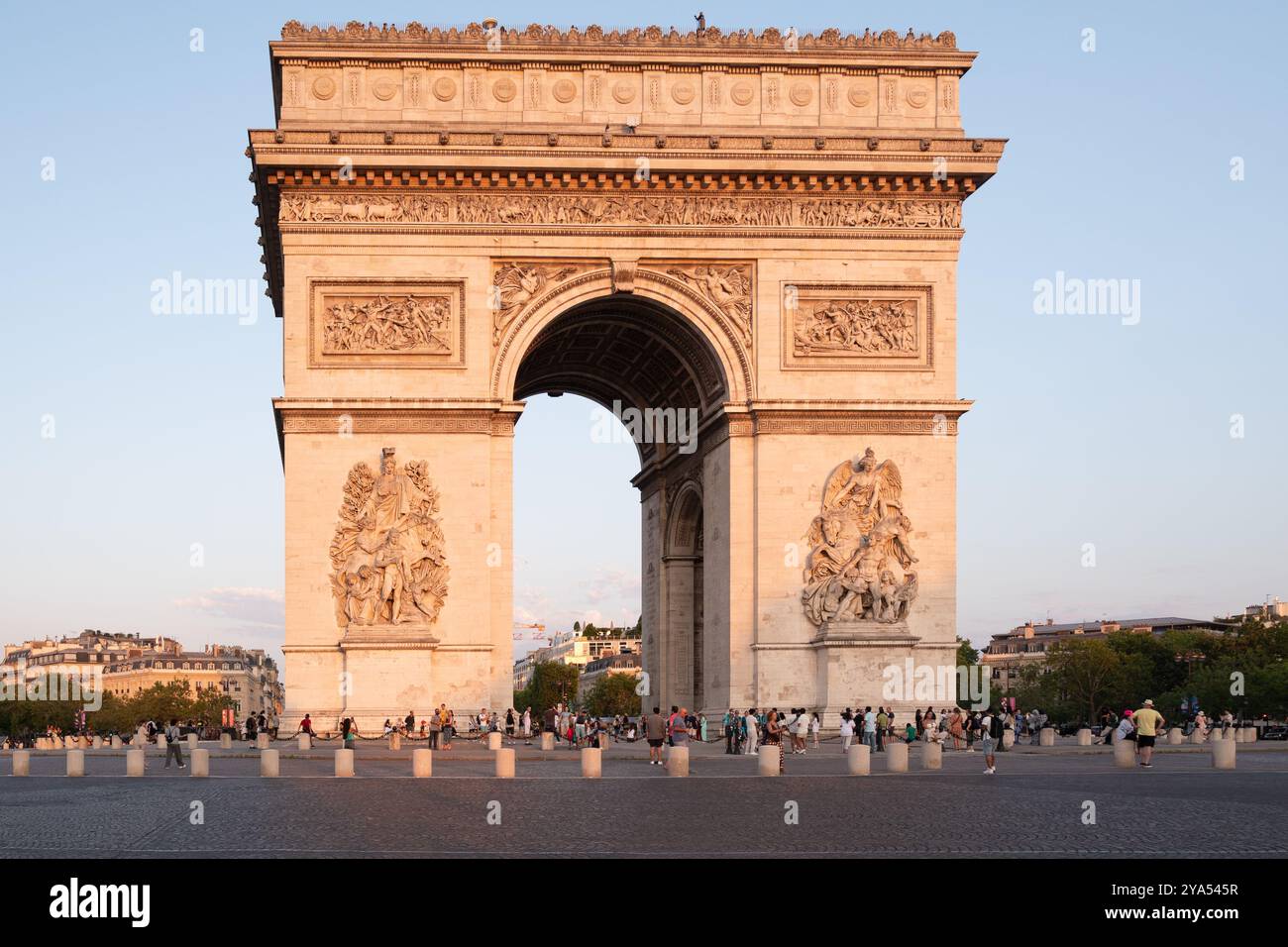 Paris, France August 12 2024 Arc de Triomphe de l'Étoile, famous monument in Place Charles de Gaulle near Champs Elysee, famous Parisian monument Stock Photo