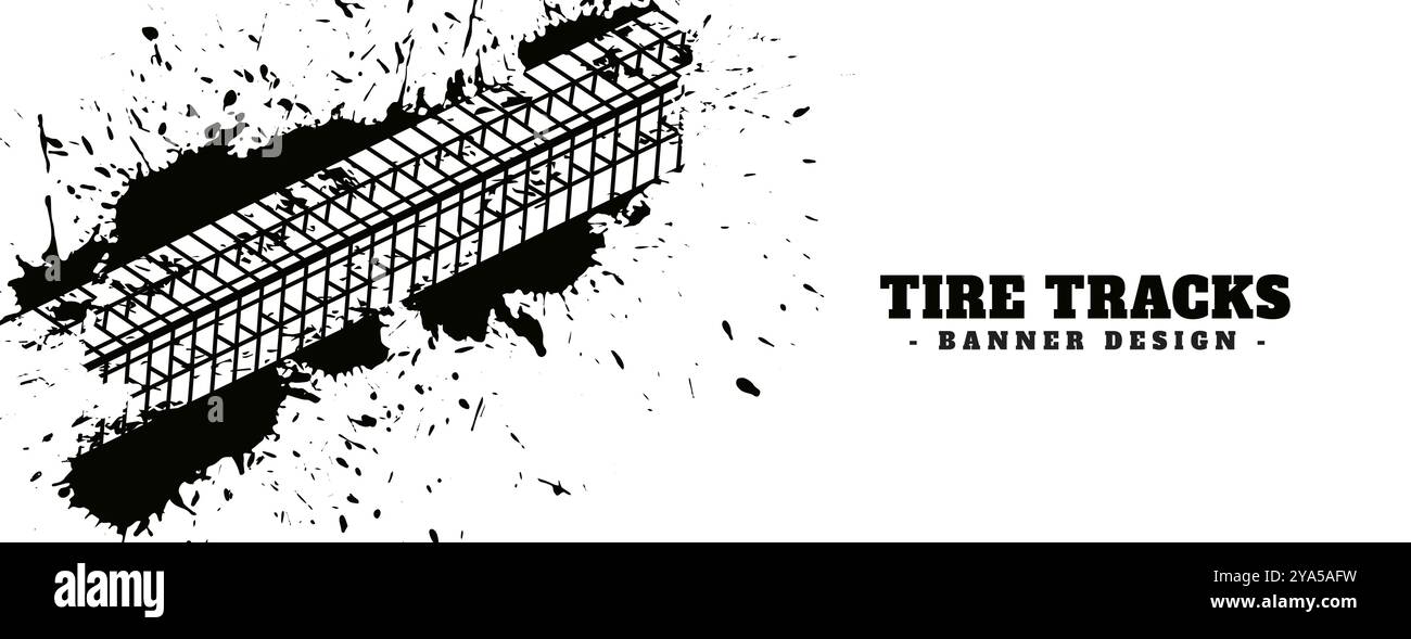 automobile tire trace mark dirty banner in grungy style vector Stock Vector