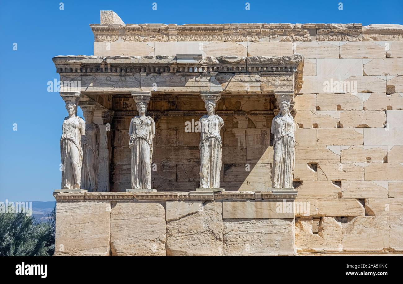 Athens, Greece: Acropolis of Athens, Caryatids, the porch of Erechtheion (2). Stock Photo