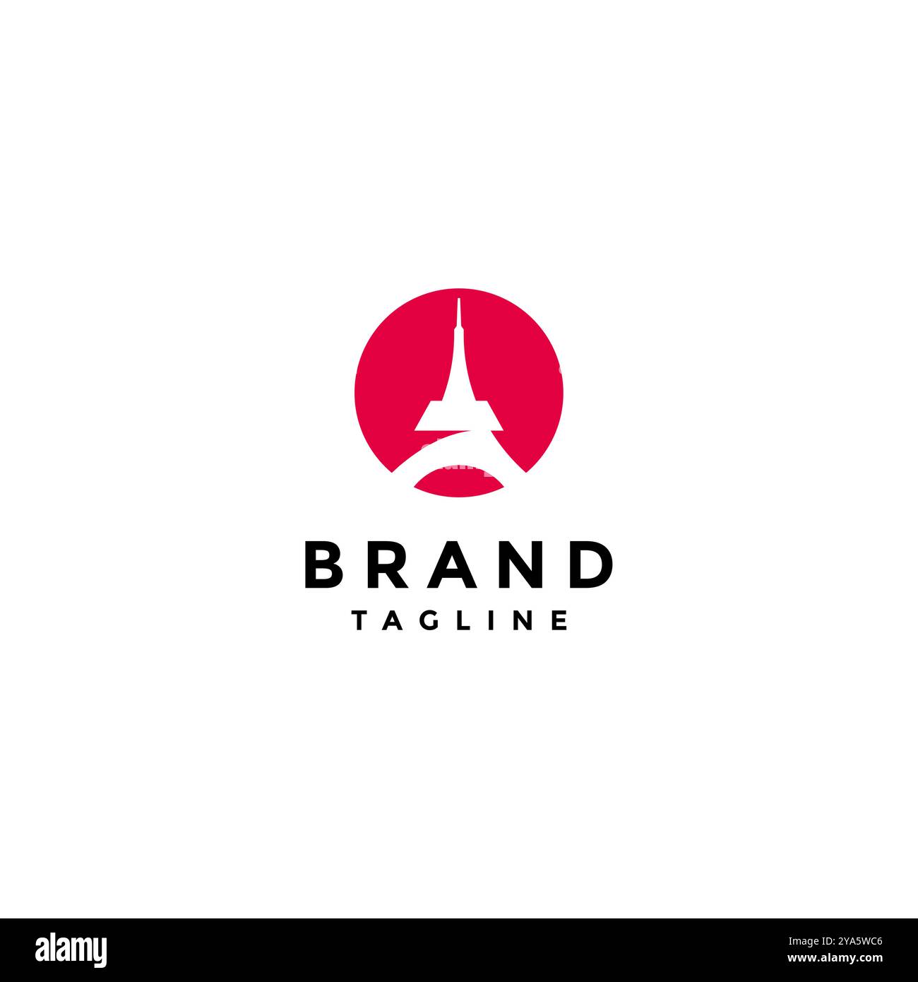 Tower Silhouette Inside Circle Logo Design. Red Circle Symbol Design ...