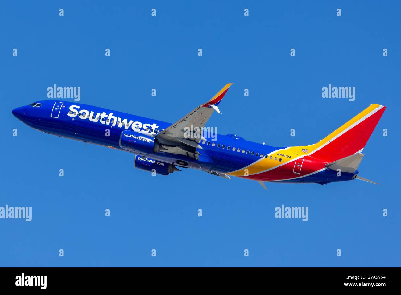 N8609A Southwest Airlines Boeing 737-8H4(WL) Departing Los Angeles International (LAX / KLAX) Stock Photo