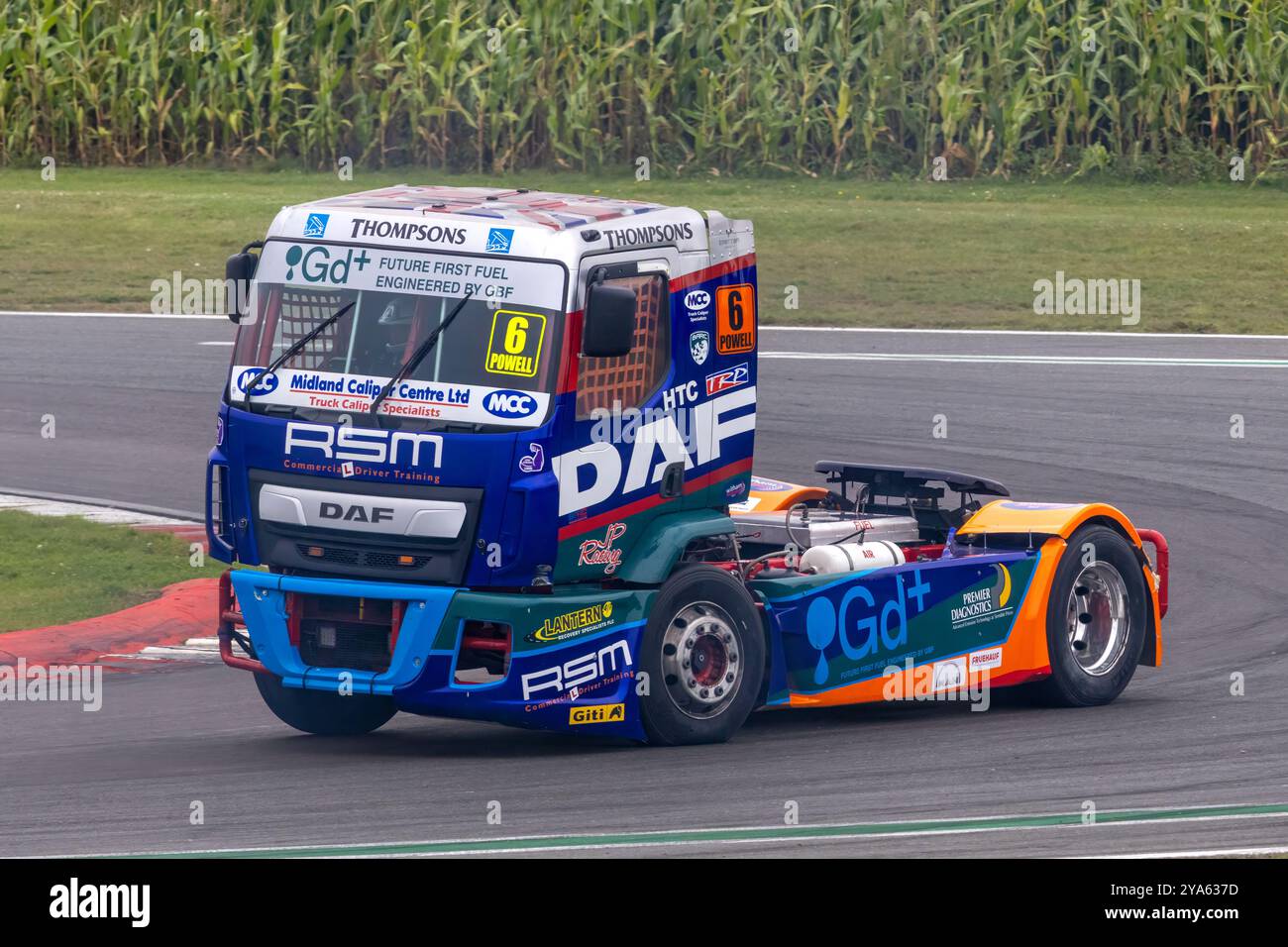John Powell in the JP Racing DAF LF leading Graig Evan's MAN out of ...