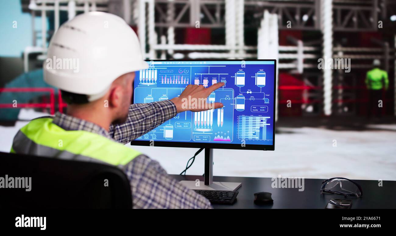 Operator And Engineer Monitor SCADA System Using Control Stock Photo ...