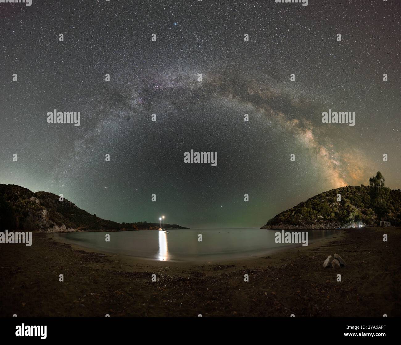 Milky Way over the beach in Greece Stock Photo - Alamy