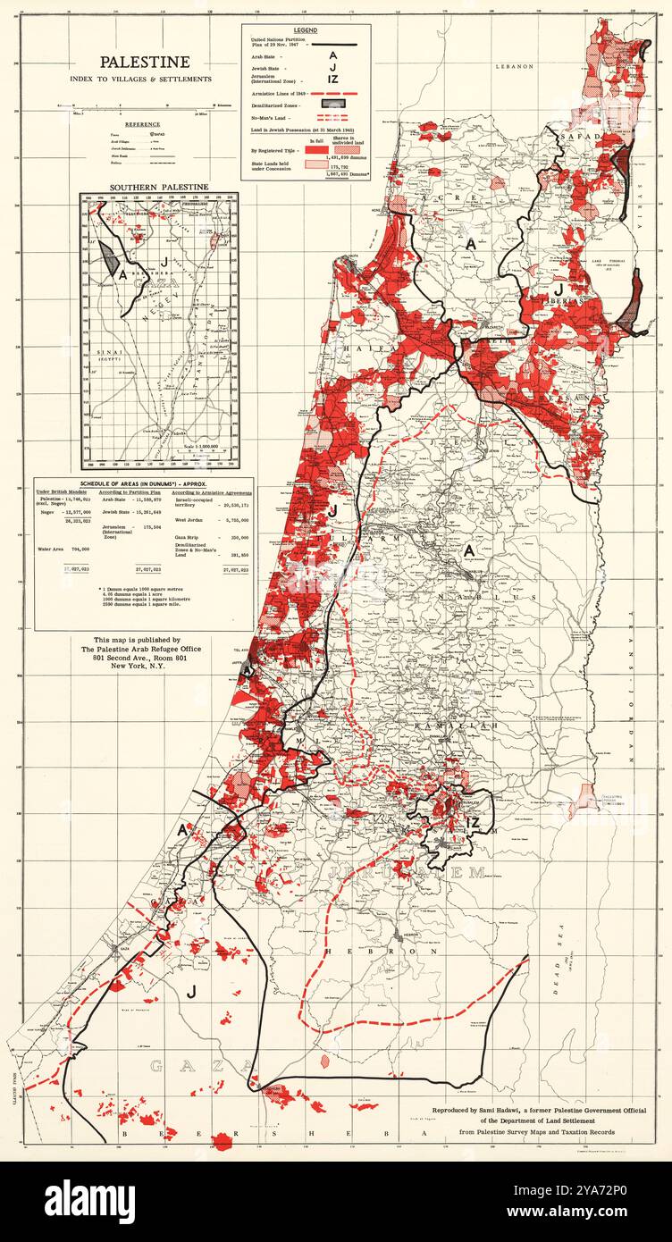 Palestine Index to Villages and Settlements, Arab Refugee Office map