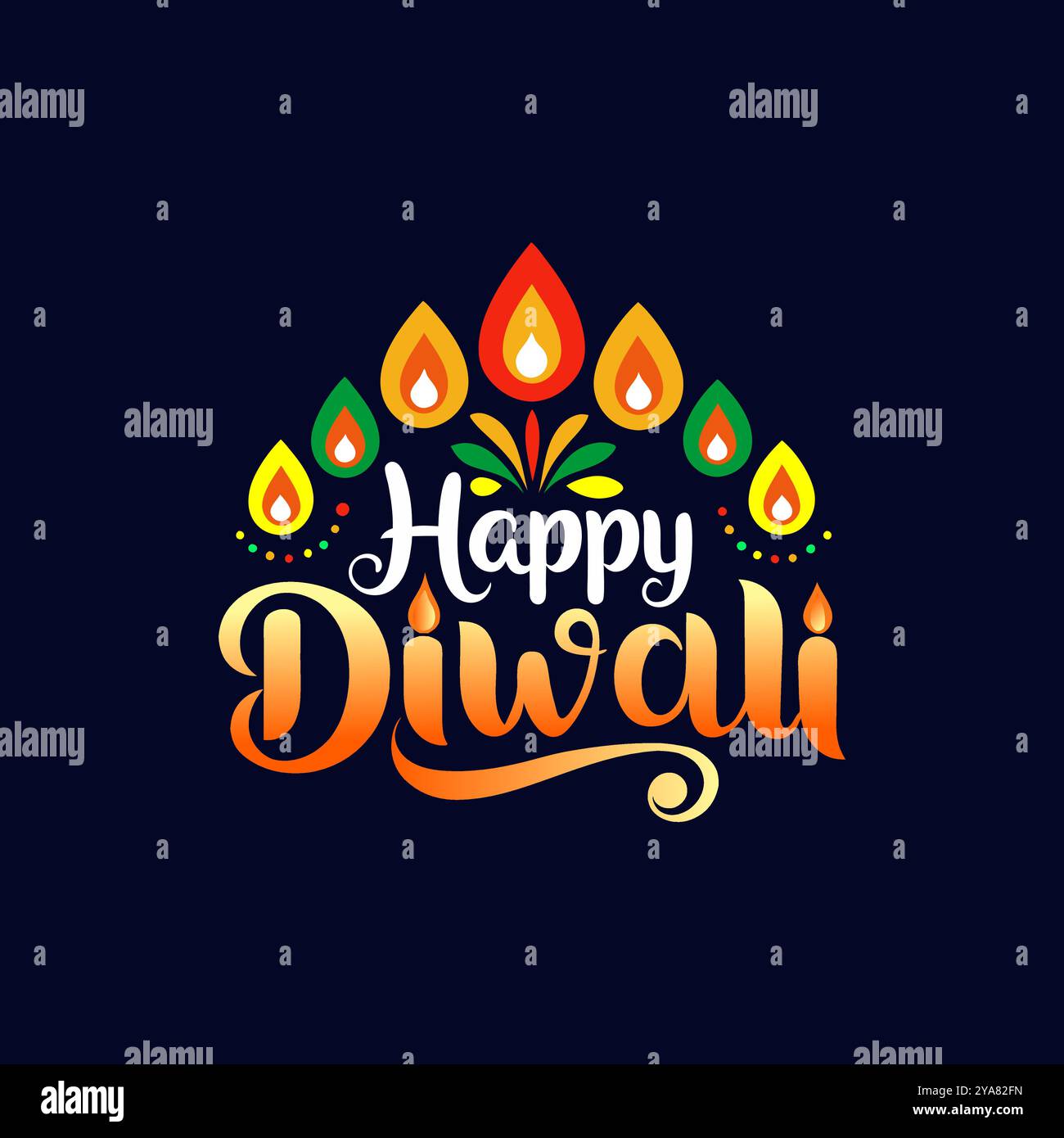 Happy Diwali typography illustration Stock Vector Image & Art - Alamy