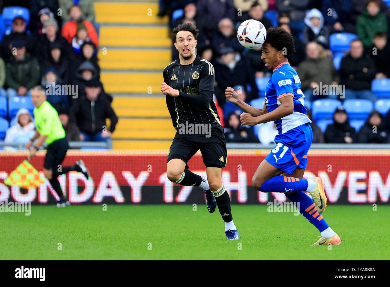 Kane Drummond of Oldham Athletic Association Football Club is in action during during the FA Cup Fourth Qualifying Round match between Oldham Athletic and FC Halifax Town at Boundary Park, Oldham on Saturday 12th October 2024. (Photo: Thomas Edwards | MI News) Credit: MI News & Sport /Alamy Live News Stock Photo