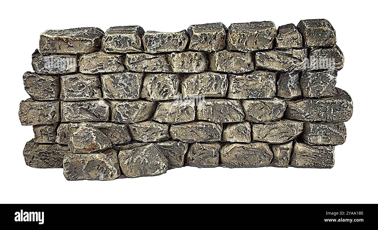 A simple stone wall made from hand pressed bricks Stock Photo