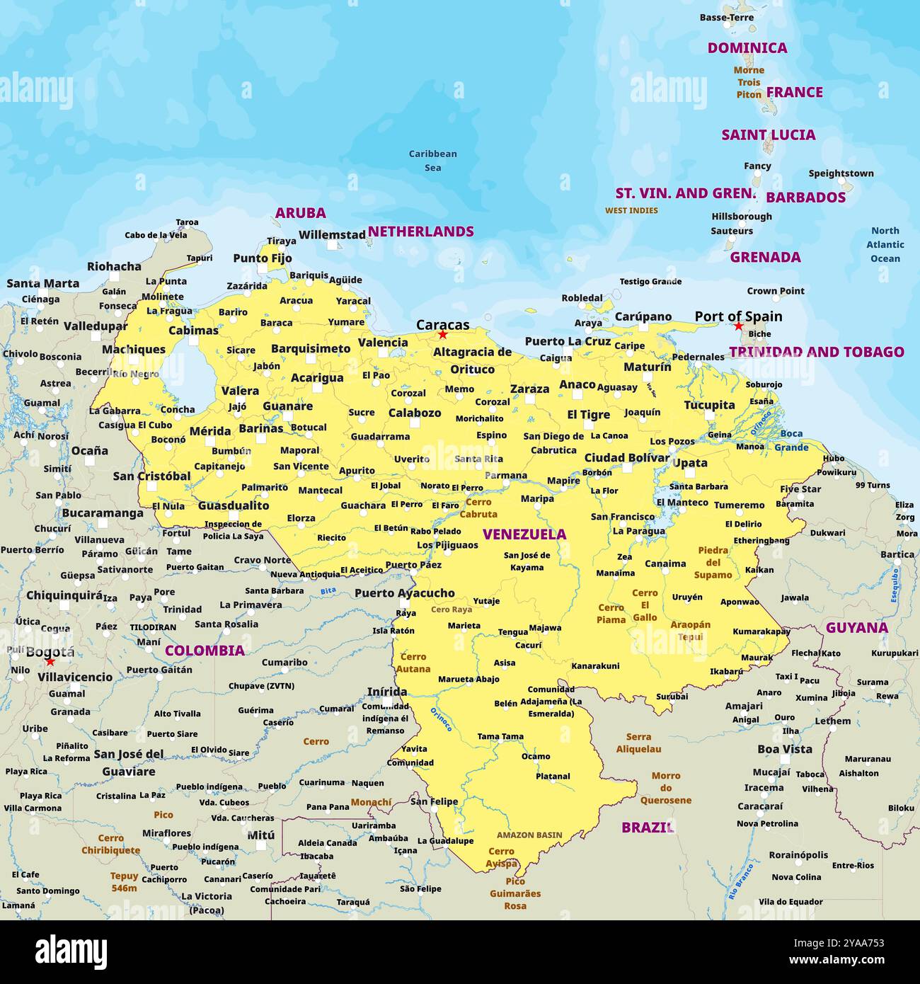 Simple Political Map Of Venezuela Stock Vector Image Art Alamy Simple Political Map Of Venezuela 2YAA753 