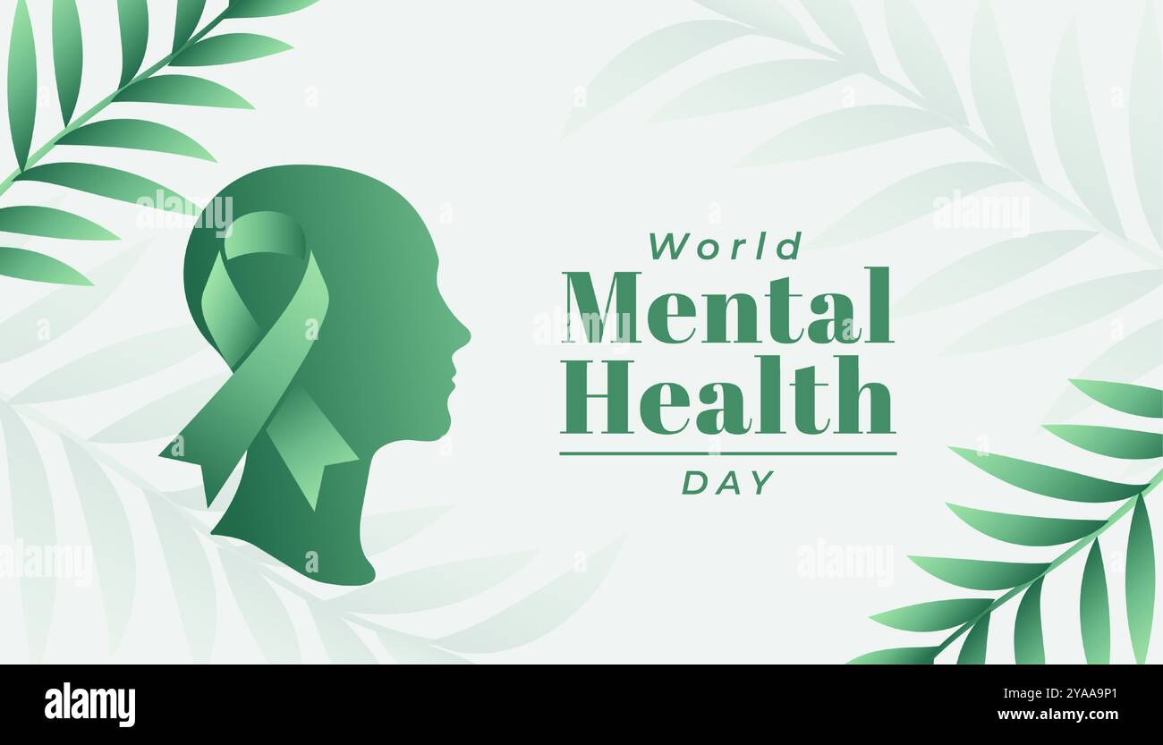 world mental health day awareness poster with human brain vector Stock ...