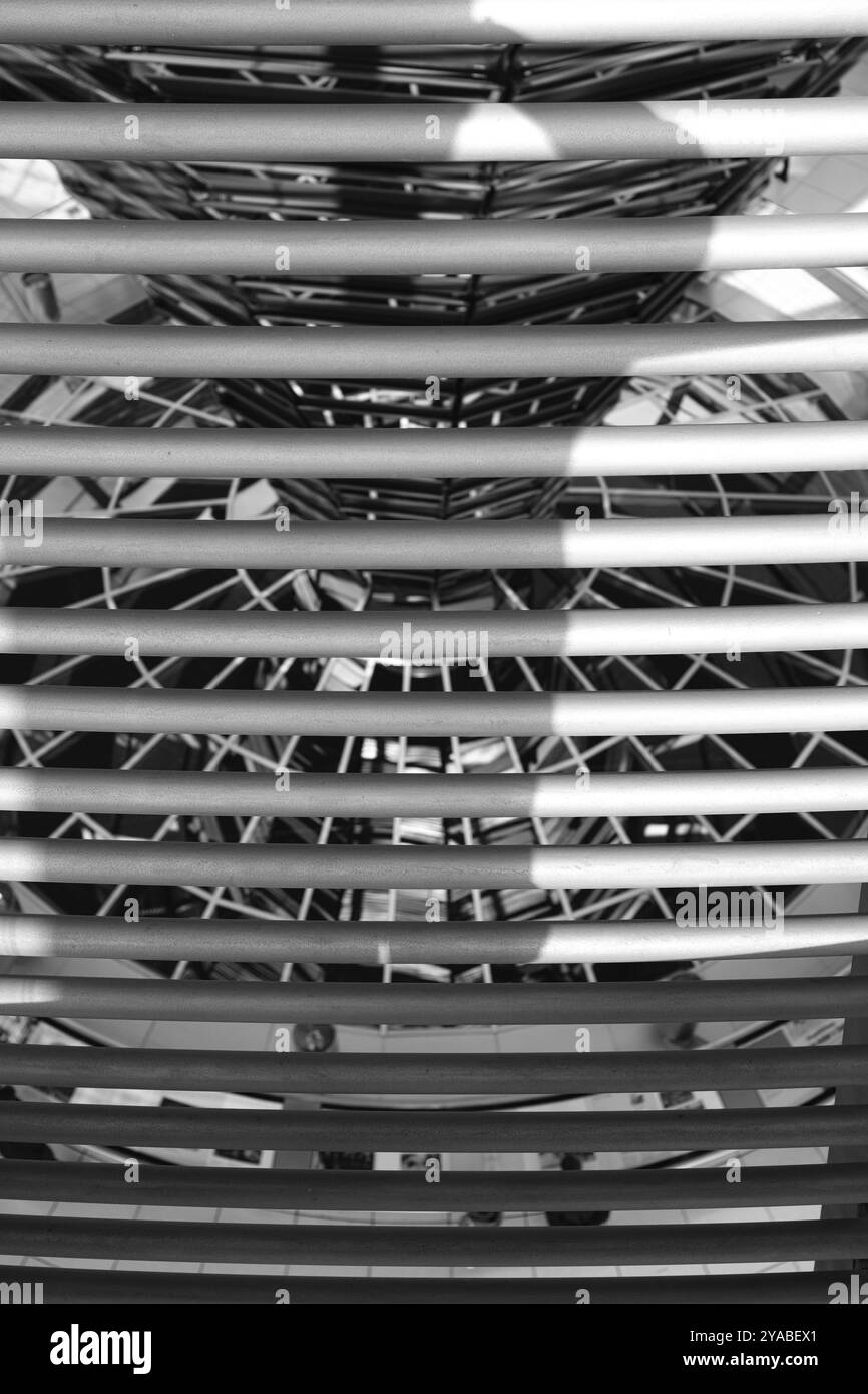 Interior view of the Reichstag dome in Berlin, black and white, Berlin ...