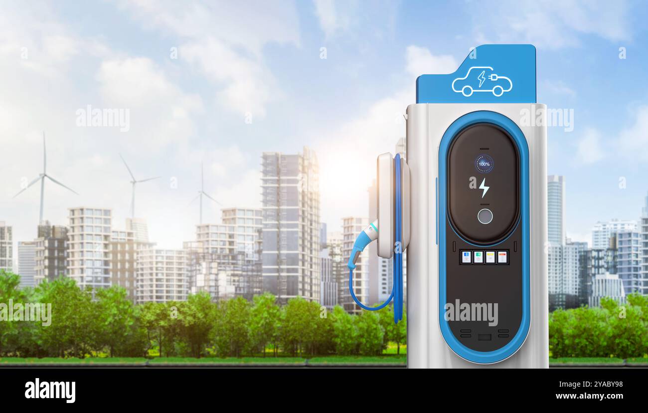 3d rendering ev charging station or electric vehicle recharging station ...