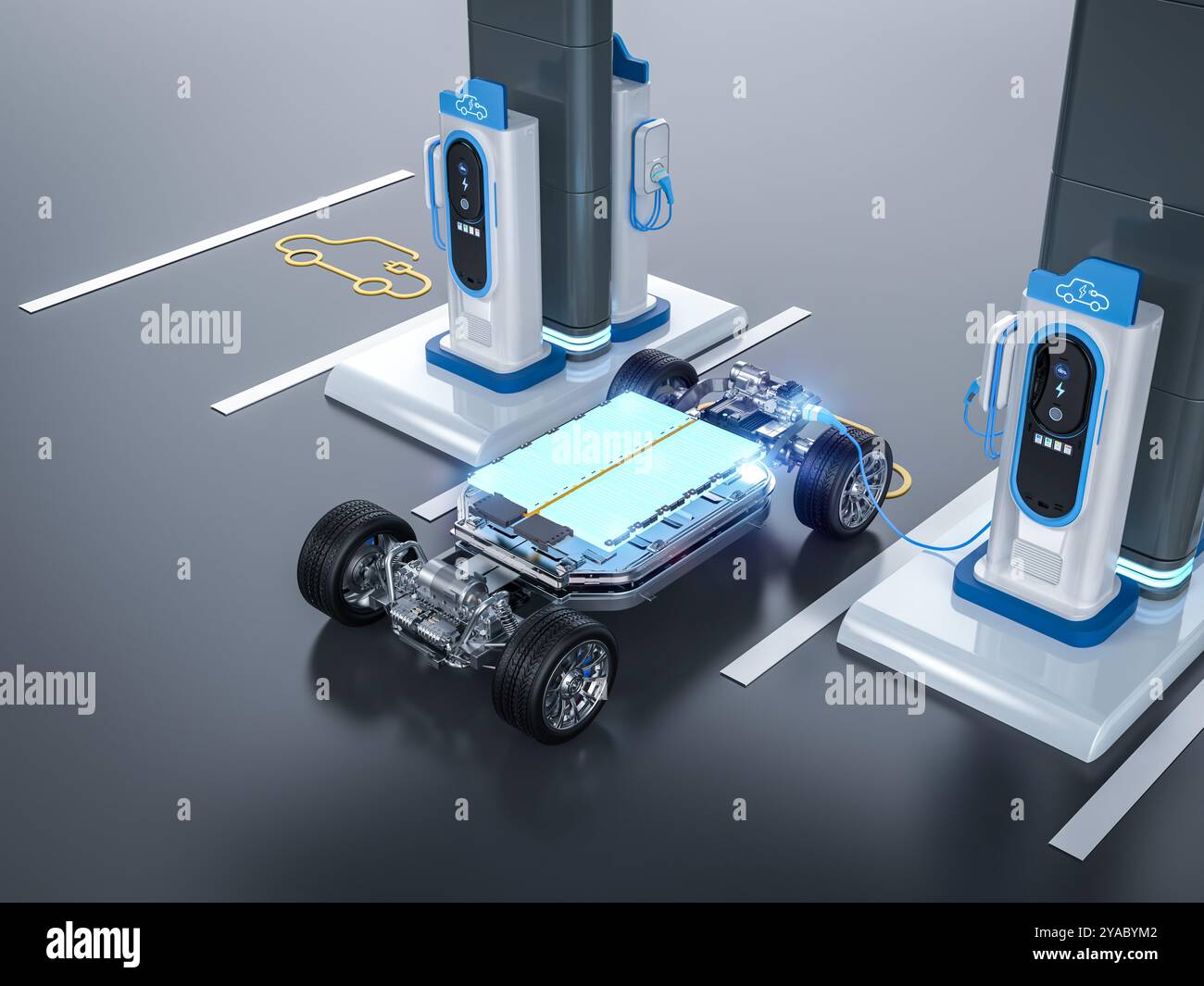 Ev Rendering Electric car recharging digital battery hi-res stock photography and ...