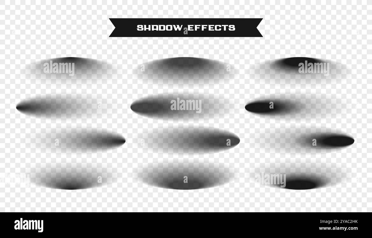 collection of oval shape realistic shadow effect design vector Stock ...
