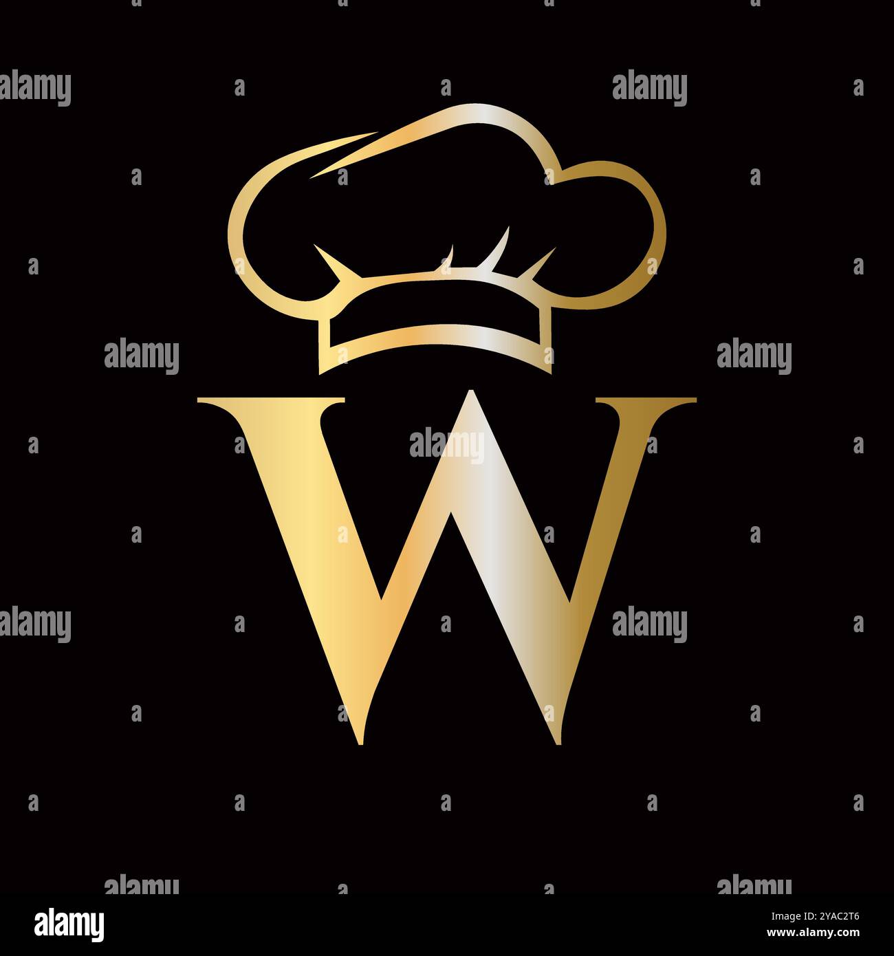 Letter W Chef Logo Concept For Restaurant Sigh Vector Template Stock Vector