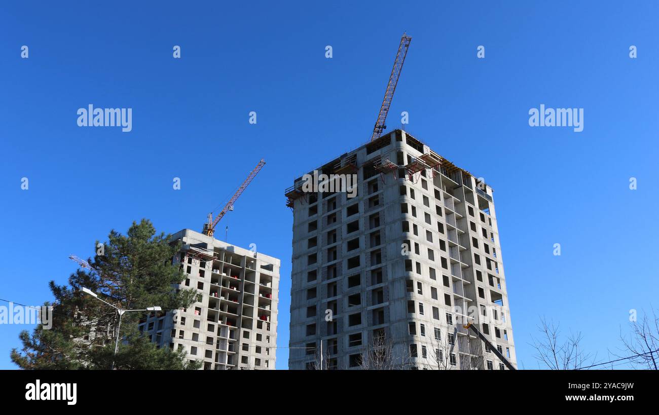 high rise apartment buildings under construction, construction of high ...