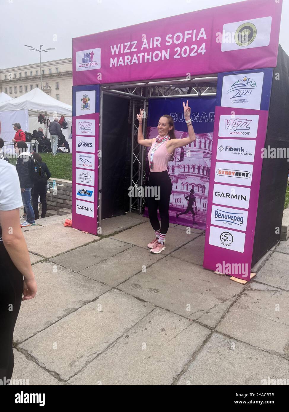 Participants in the traditional annual marathon sponsored by Wizz Air in Sofia Bulgaria, Eastern Europe, Balkans, EU - Smartphone Captured Stock Image